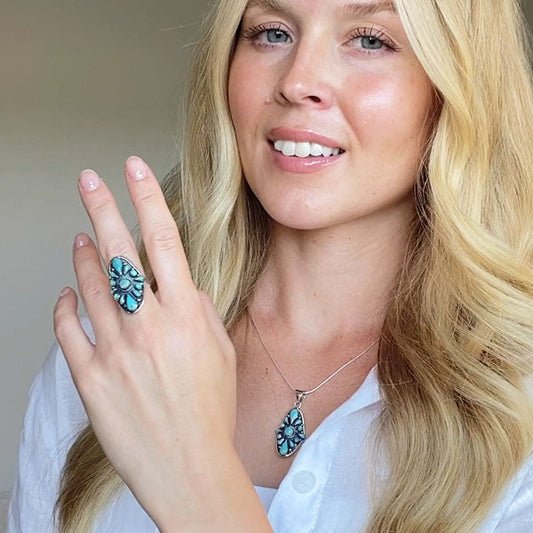 Turquoise Ring Sterling Silver R2034-C75