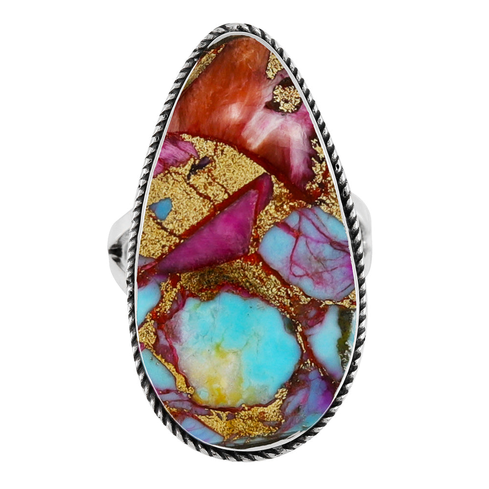 Rainbow Spiny Turquoise Ring Sterling Silver R2219-C91