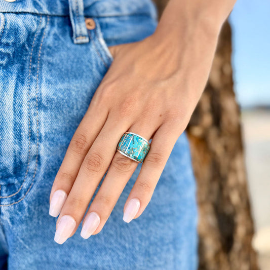 Matrix Turquoise Ring Sterling Silver R2432-C84