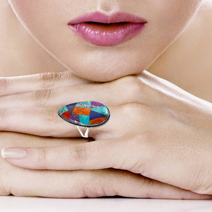 Multicolor Ring Sterling Silver R2219-C01