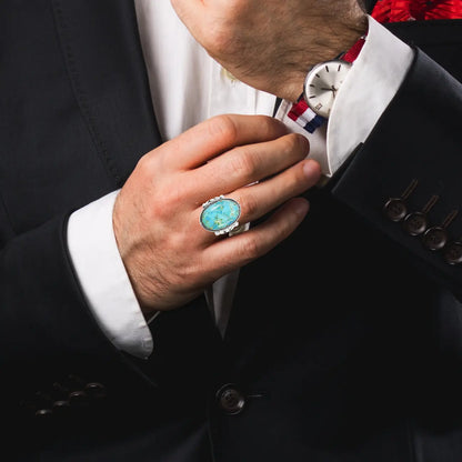 Turquoise Ring Sterling Silver R2381-C75 (Unisex, Sizes 6-14)