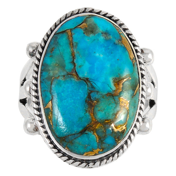 Matrix Turquoise Ring Sterling Silver R2381-C84 (Unisex, Sizes 6-14)
