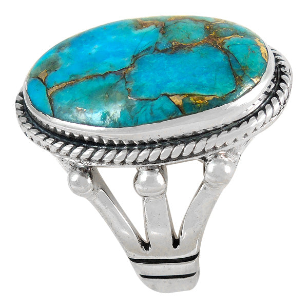 Matrix Turquoise Ring Sterling Silver R2381-C84 (Unisex, Sizes 6-14)