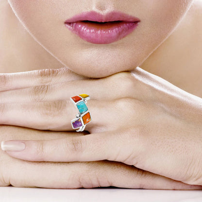 Multi-Gemstone Ring Sterling Silver R2567-C71